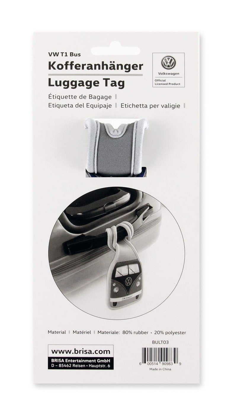 BRISA VW Collection - Volkswagen Suitcase Luggage Address Tag Travel Label with T1 Bus Campervan Design (Classic Bus/Petrol & Brown) - Image 3